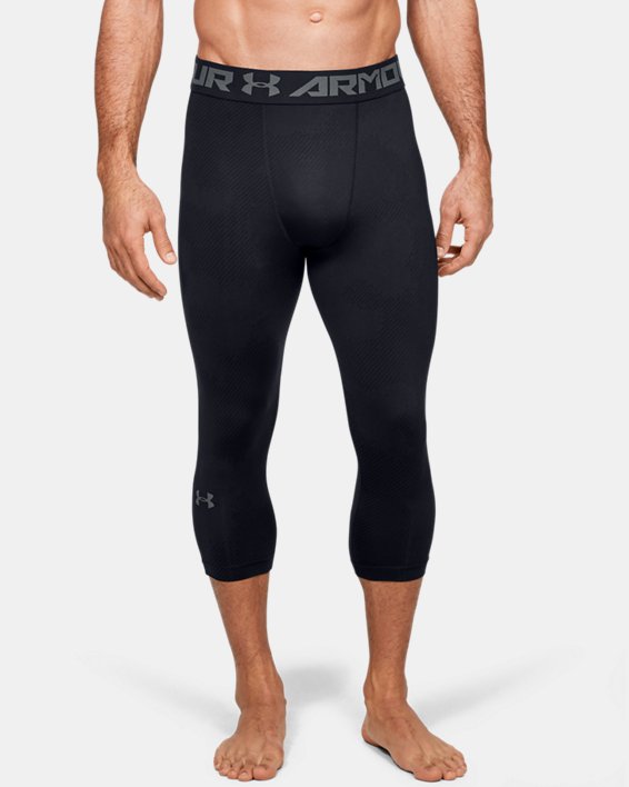 Men's HeatGear® Armour ¾ Leggings, Black, pdpMainDesktop image number 0